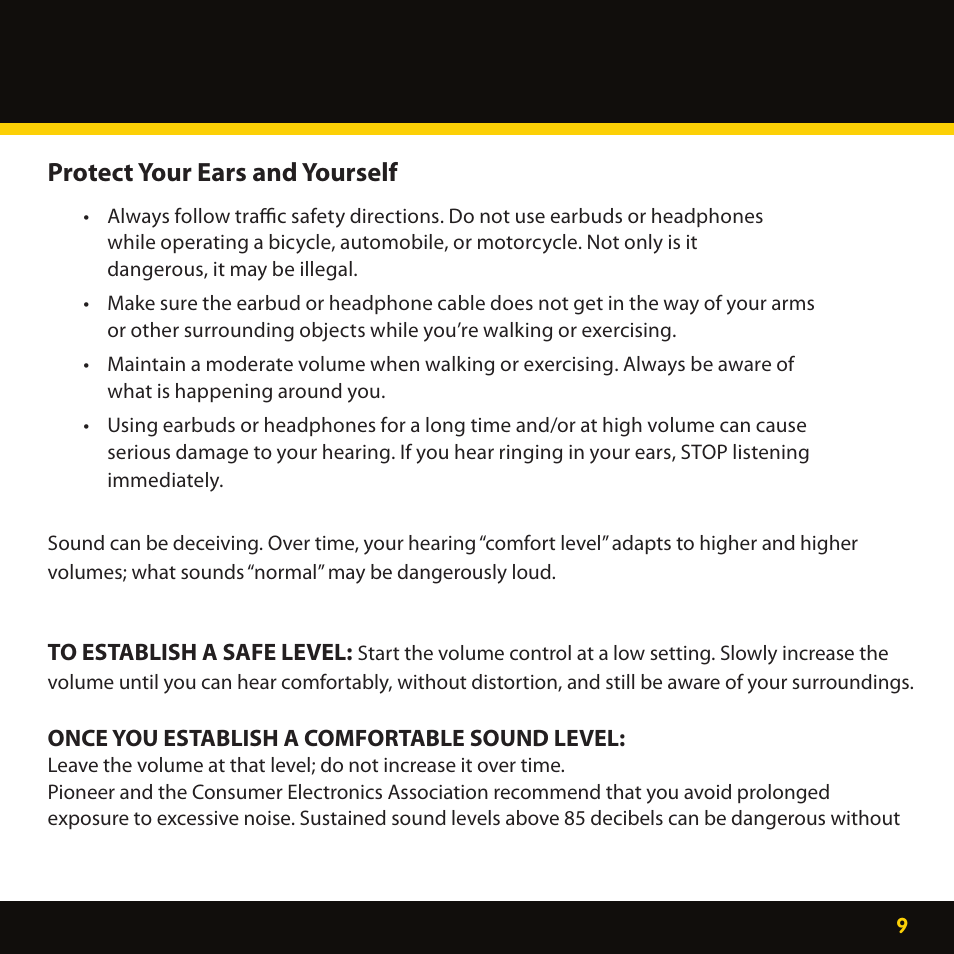 Protect your ears and yourself | Lexmark XM MP3 GEX-XMP3 User Manual | Page 9 / 78