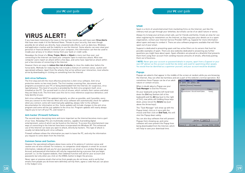 Virus alert, Your, User guide | Security on the internet | Lexmark PC User Manual | Page 10 / 20