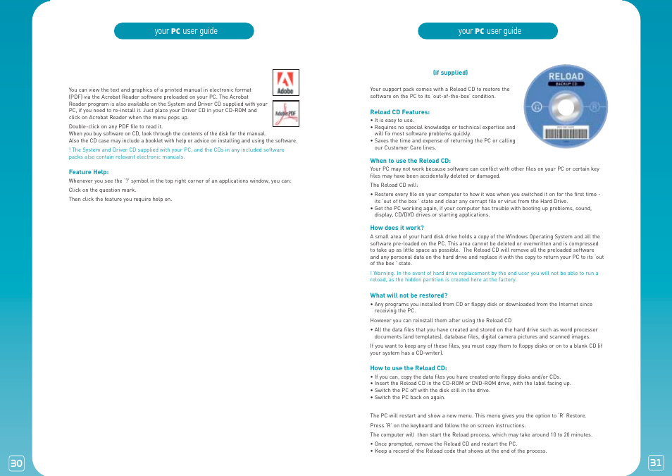 Your, User guide, User guide electronic manuals | The reload cd | Lexmark PC User Manual | Page 16 / 20