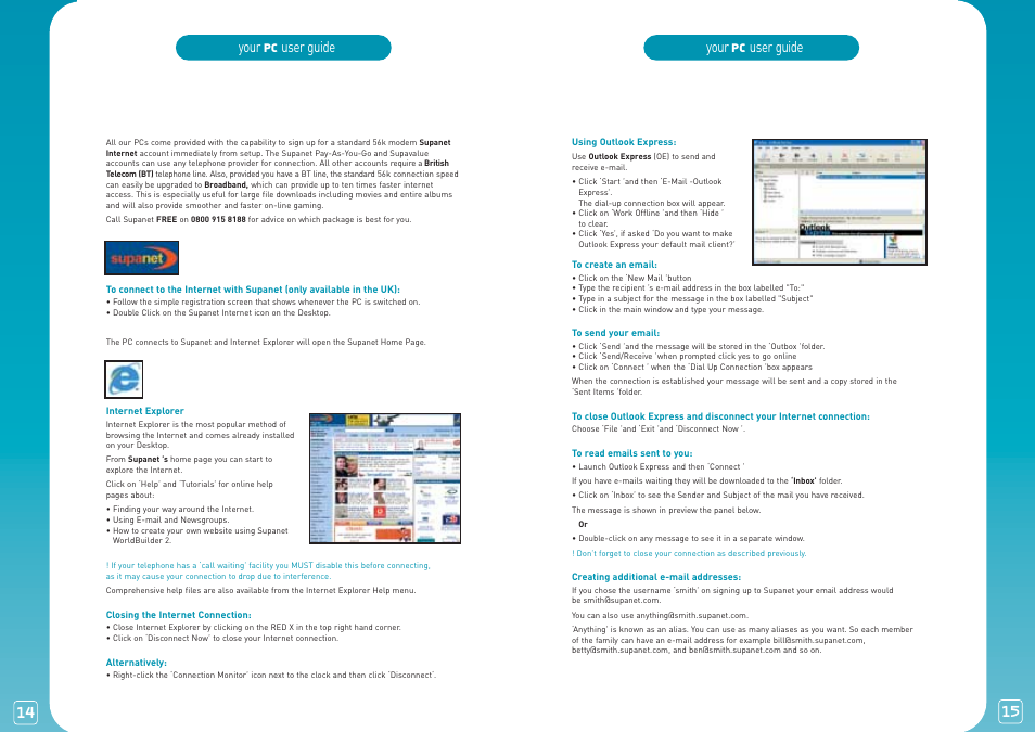 Your, User guide, User guide outlook express | Connecting to the internet | Lexmark PC User Manual | Page 8 / 20