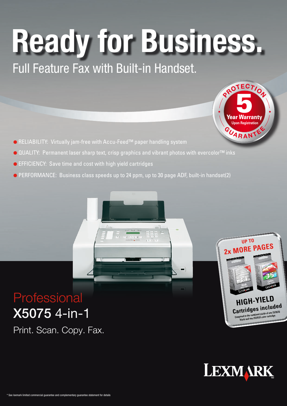 Lexmark X5075 4-in-1 User Manual | 2 pages