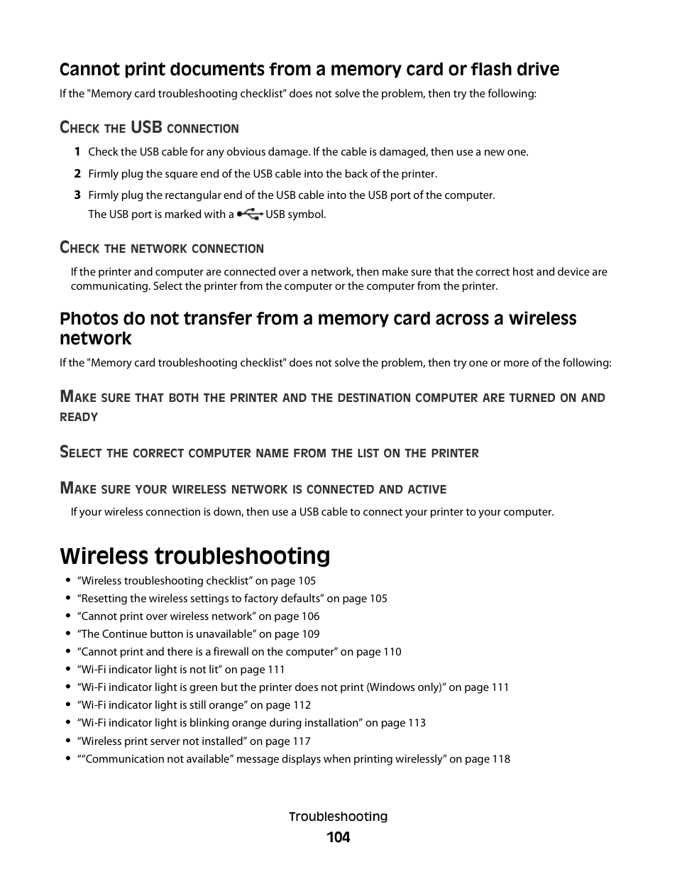 Wireless troubleshooting | Lexmark 30E User Manual | Page 104 / 144