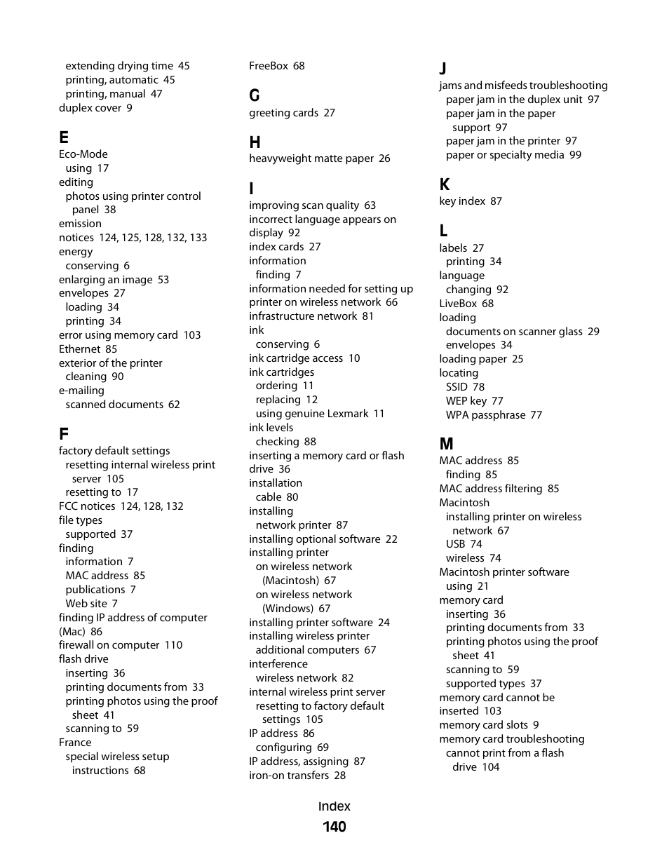 Lexmark 30E User Manual | Page 140 / 144