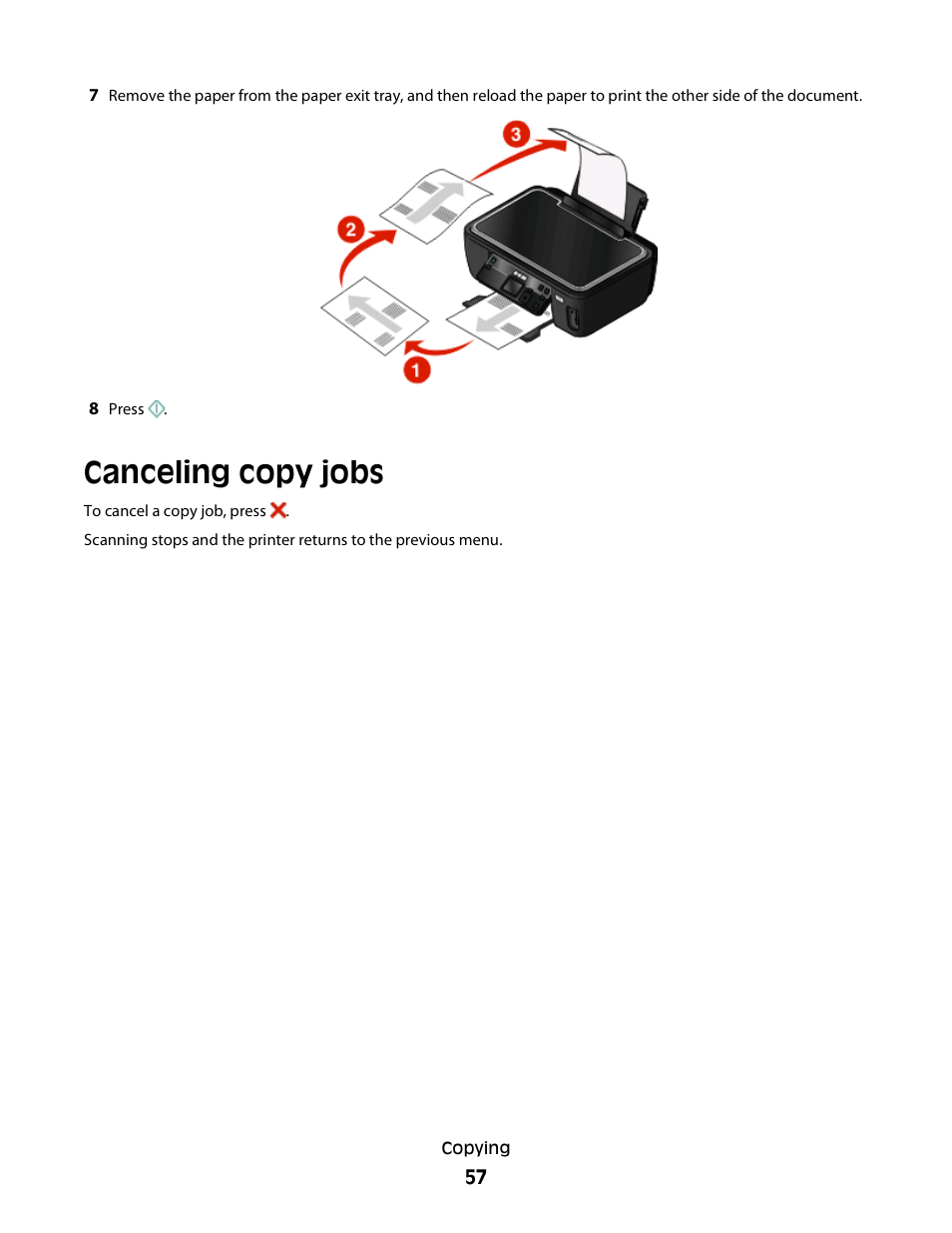 Canceling copy jobs | Lexmark 30E User Manual | Page 57 / 144