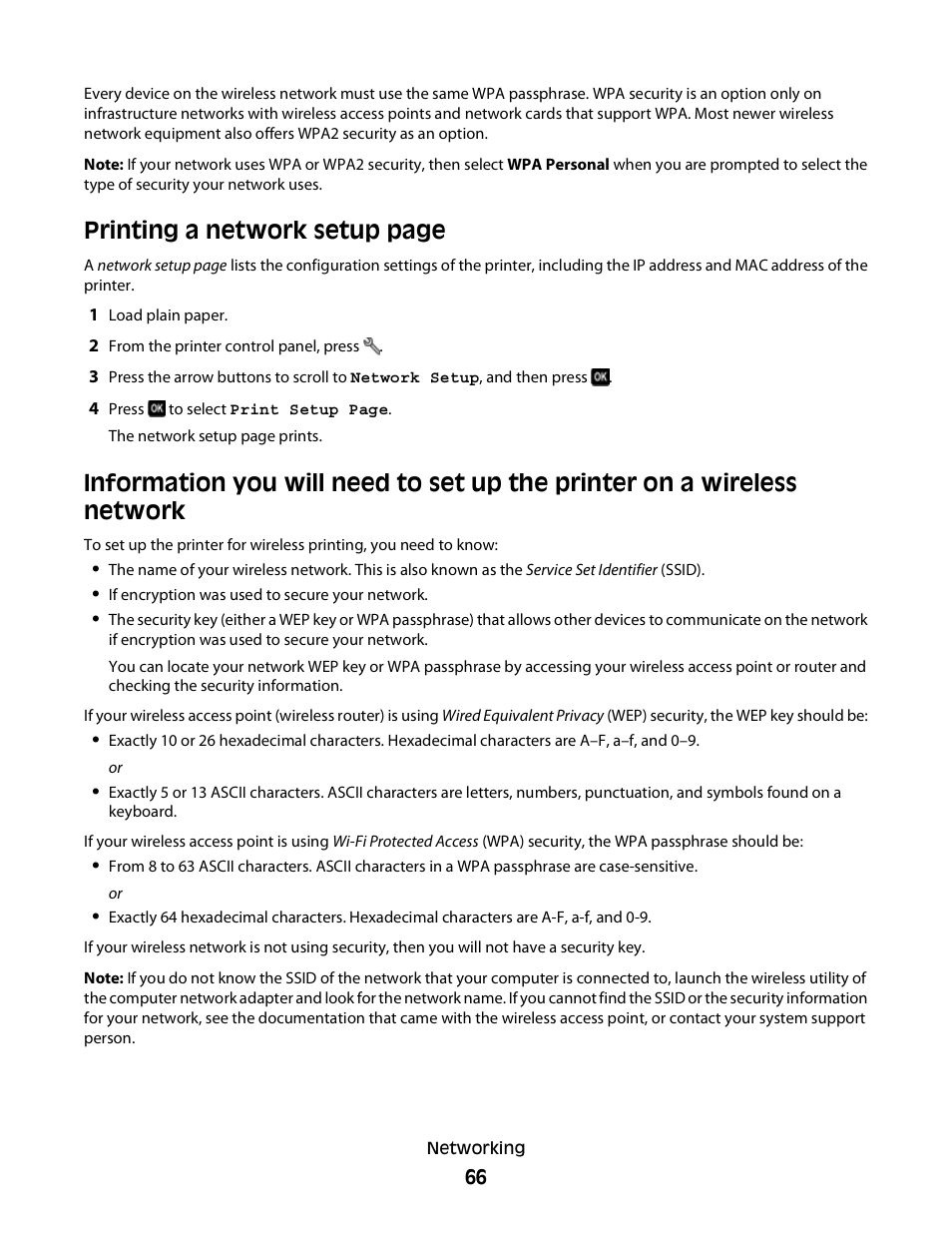 Printing a network setup page | Lexmark 30E User Manual | Page 66 / 144