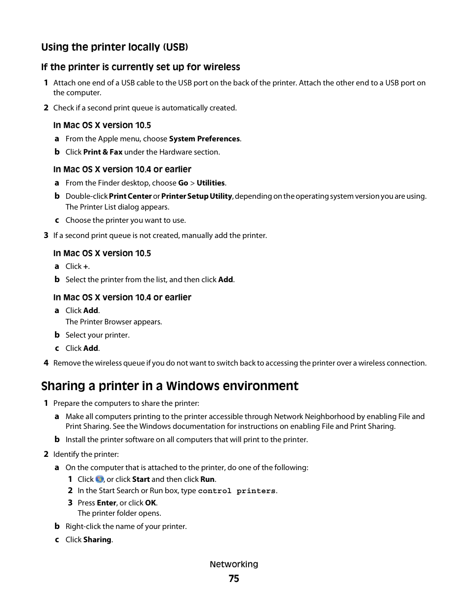 Sharing a printer in a windows environment | Lexmark 30E User Manual | Page 75 / 144