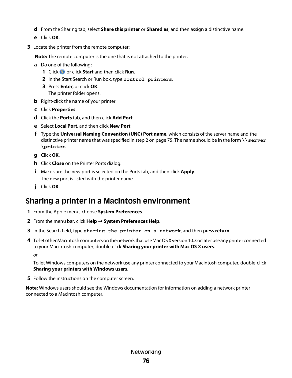 Sharing a printer in a macintosh environment | Lexmark 30E User Manual | Page 76 / 144