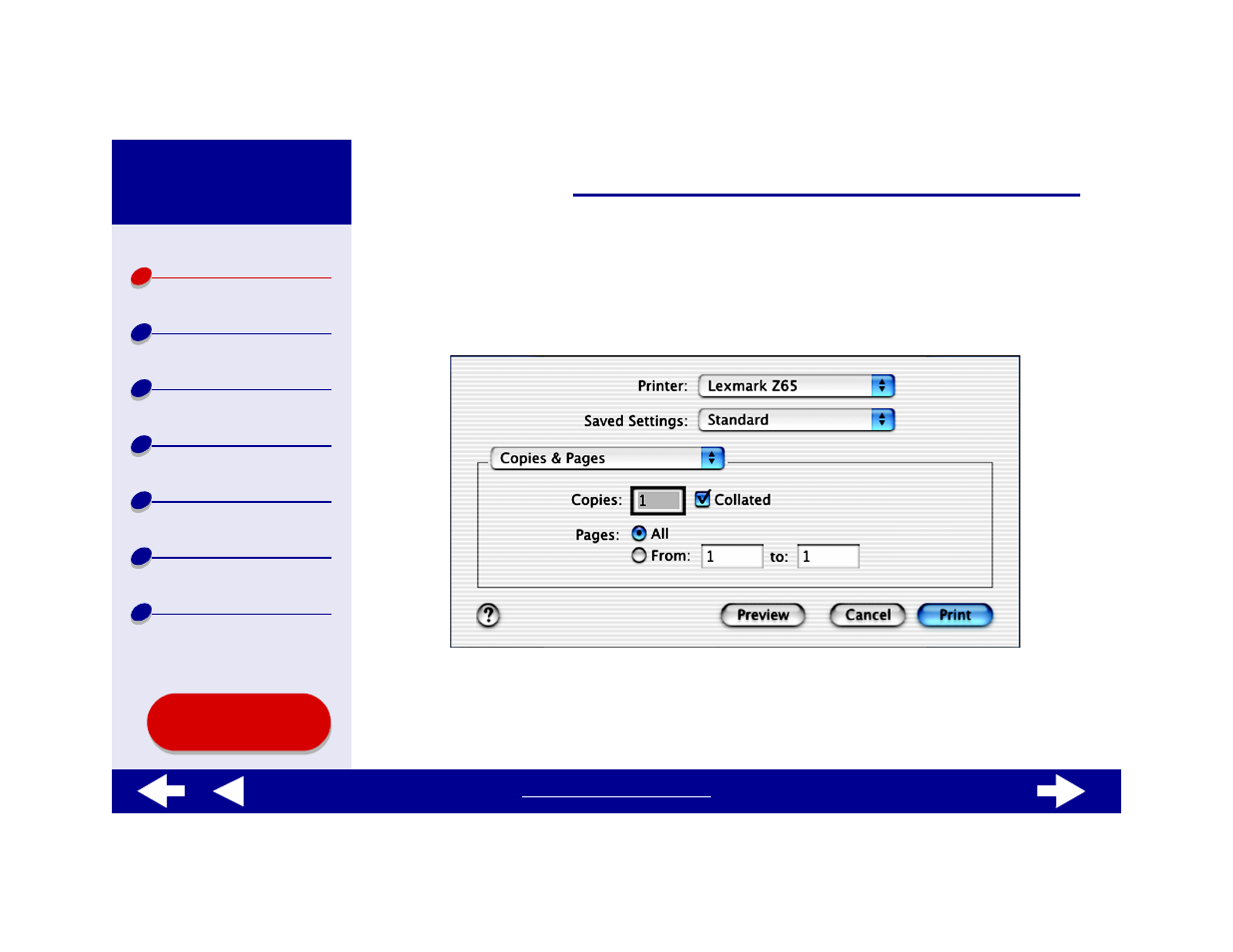 Print dialog, Print, Dialog | Lexmark Z65n User Manual | Page 7 / 111