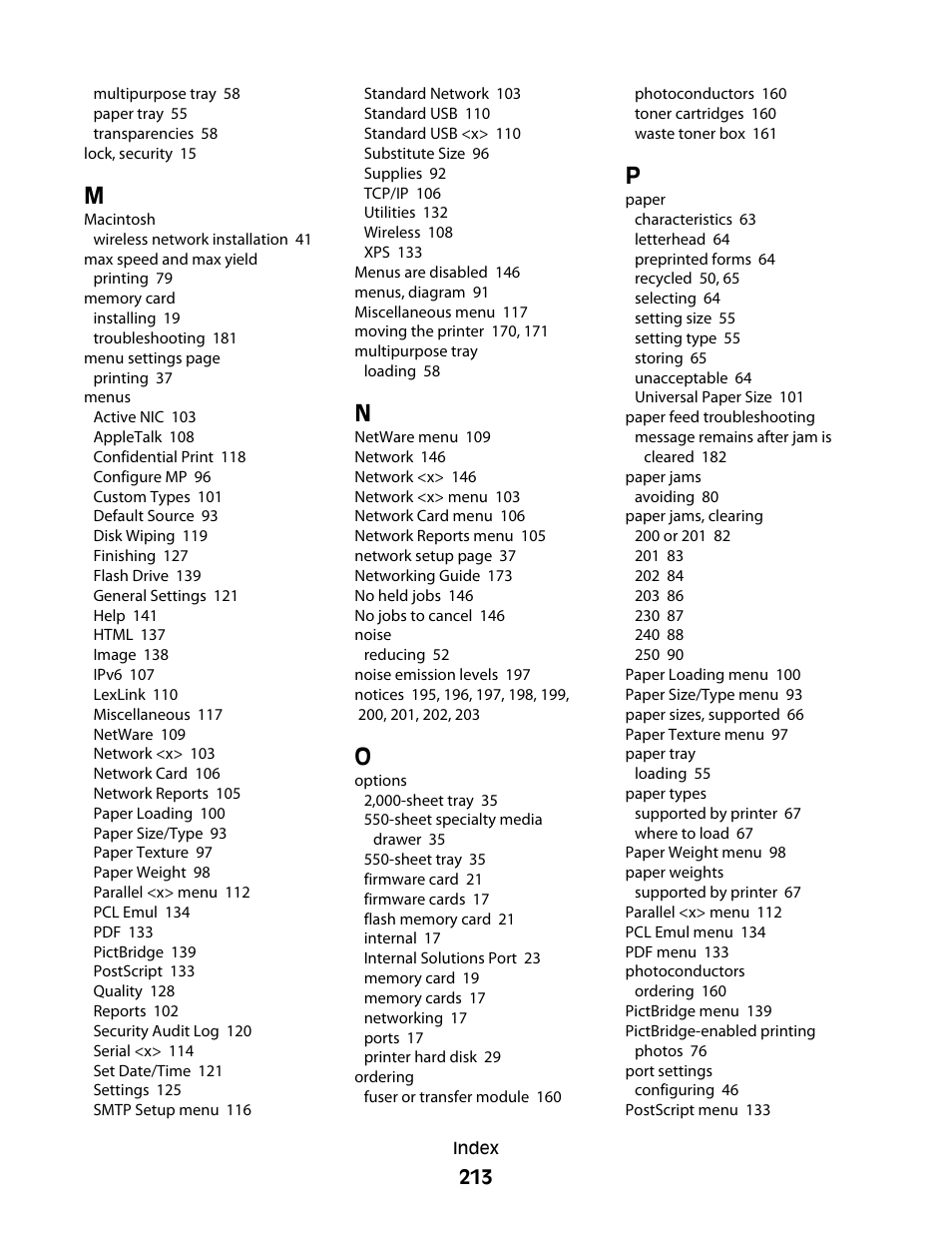 Lexmark 280 User Manual | Page 213 / 217