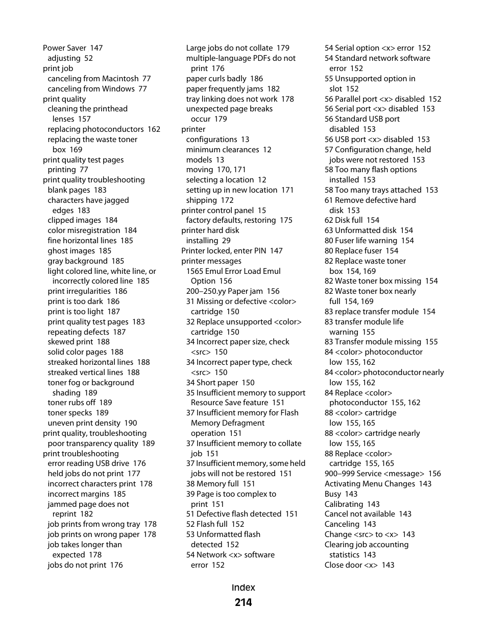 Lexmark 280 User Manual | Page 214 / 217