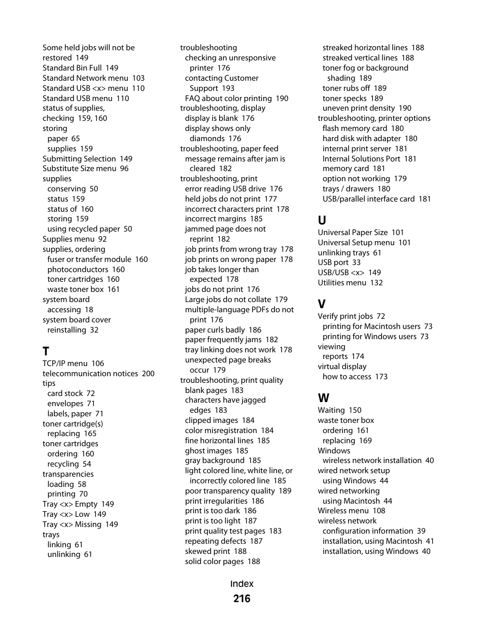 Lexmark 280 User Manual | Page 216 / 217