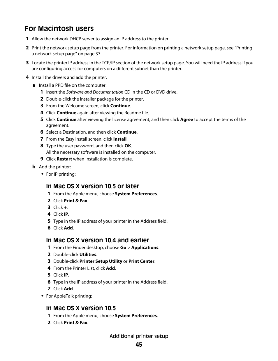 For macintosh users | Lexmark 280 User Manual | Page 45 / 217