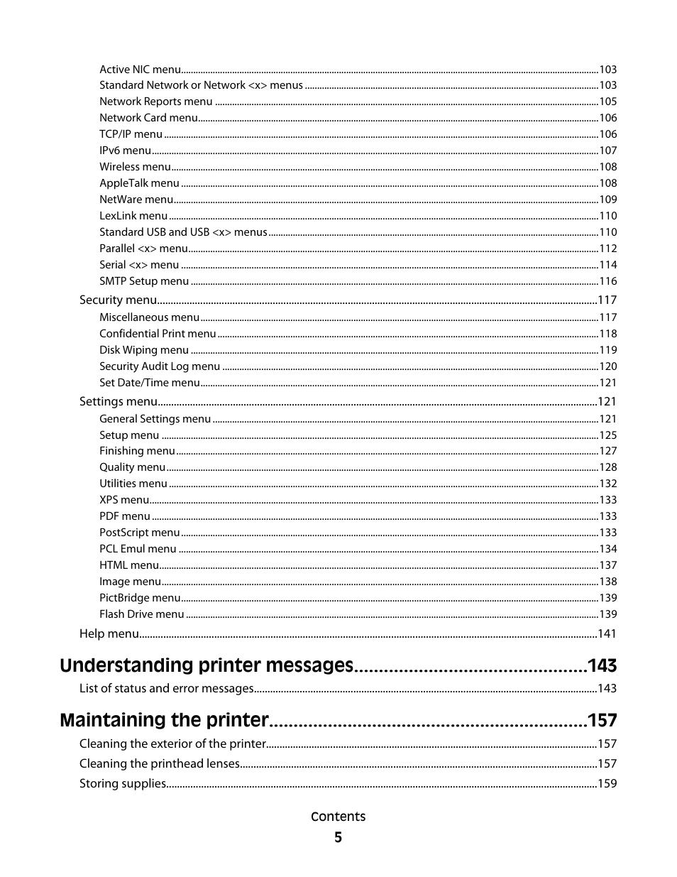Understanding printer messages, Maintaining the printer | Lexmark 280 User Manual | Page 5 / 217