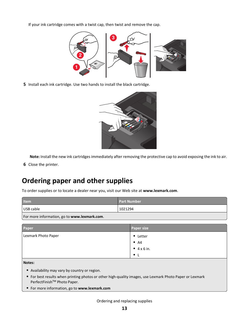 Ordering paper and other supplies | Lexmark 101 User Manual | Page 13 / 144