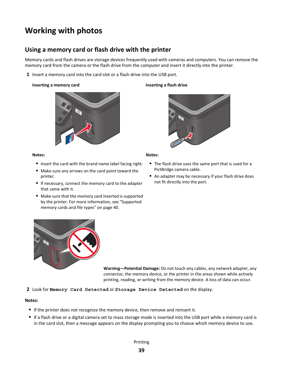 Working with photos | Lexmark 101 User Manual | Page 39 / 144