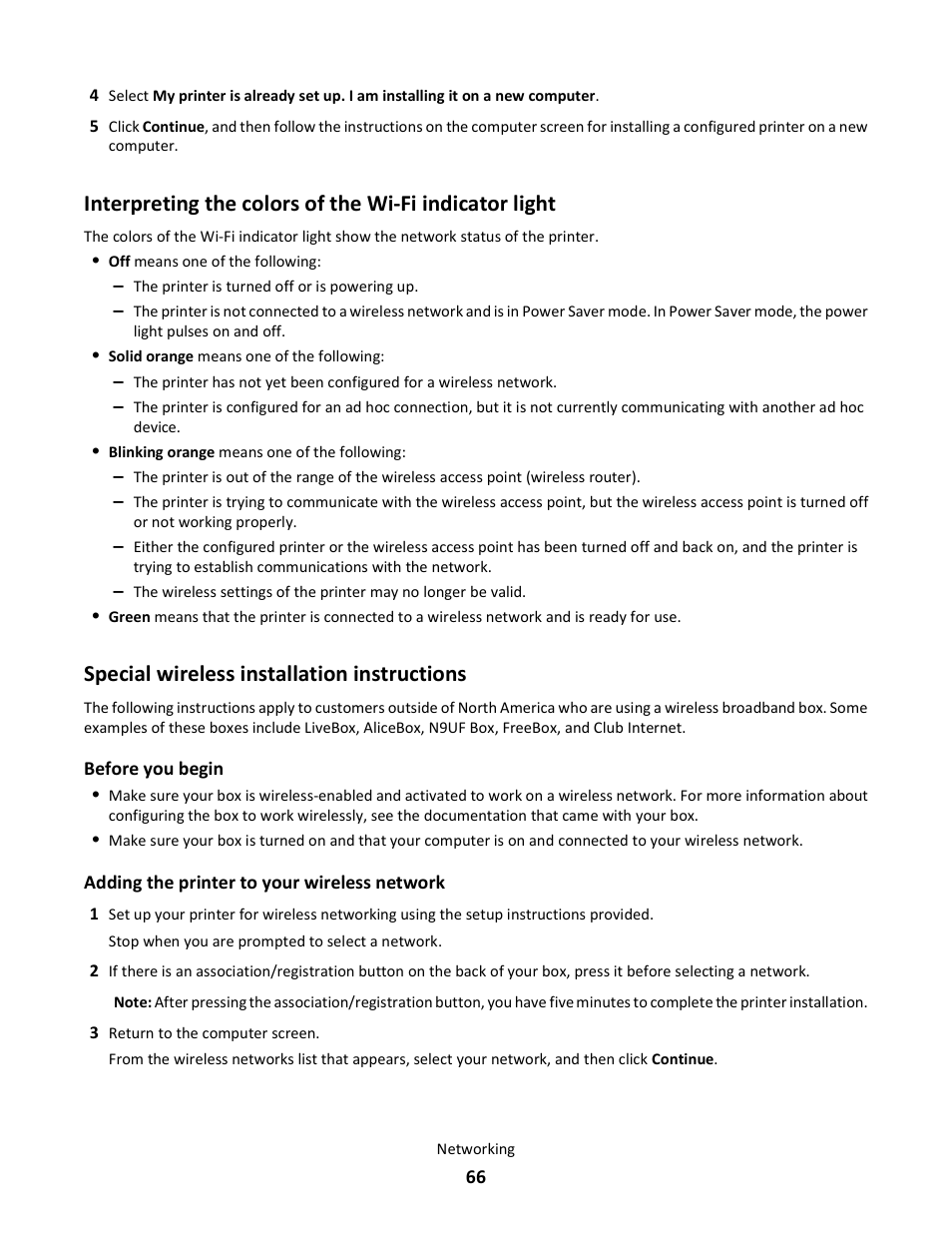 Special wireless installation instructions | Lexmark 101 User Manual | Page 66 / 144
