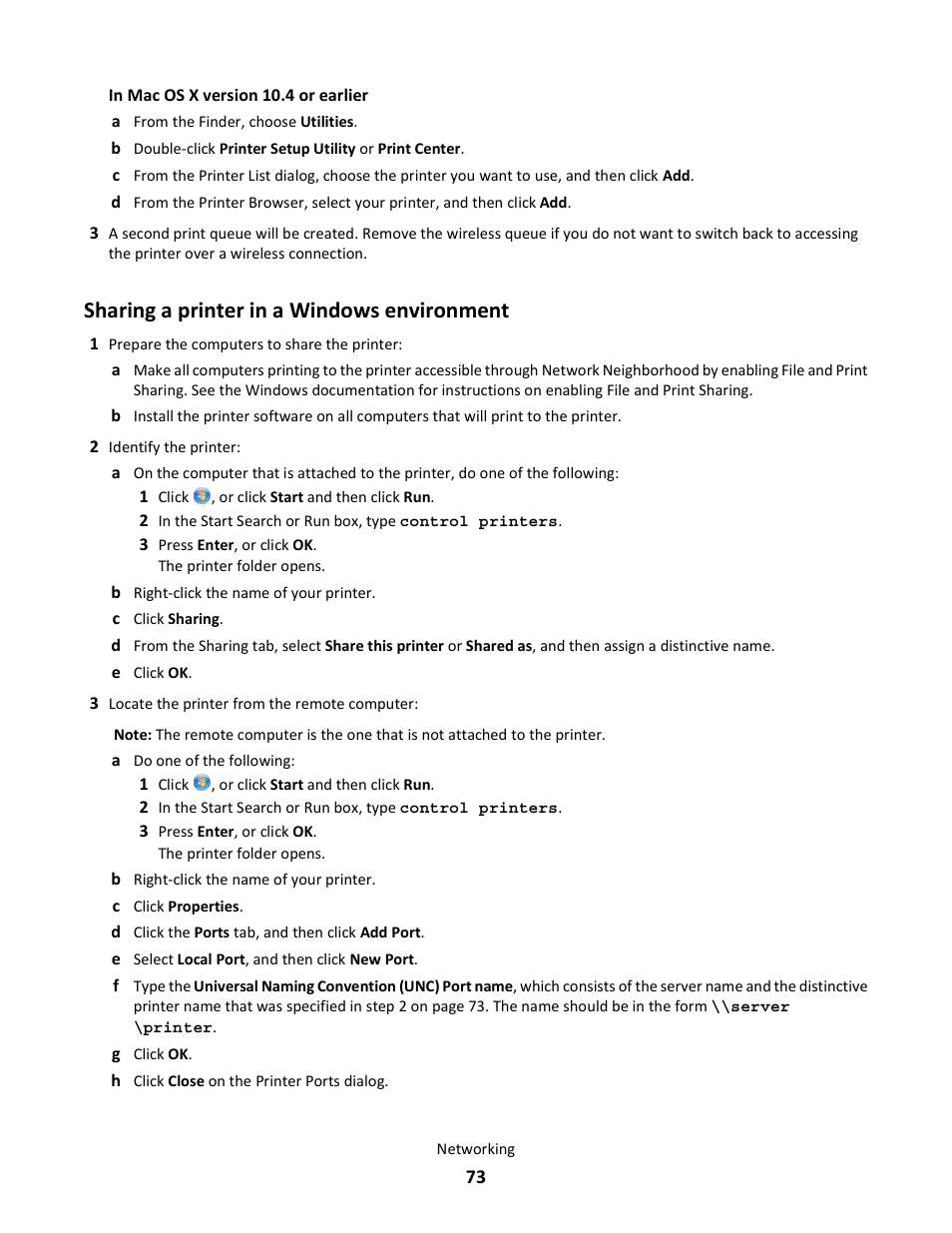 Sharing a printer in a windows environment | Lexmark 101 User Manual | Page 73 / 144