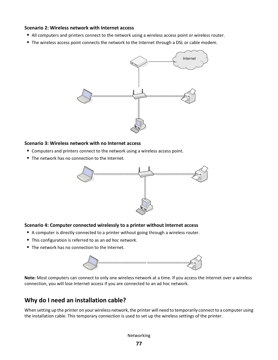 Why do i need an installation cable | Lexmark 101 User Manual | Page 77 / 144
