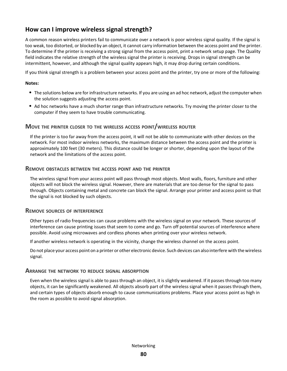 How can i improve wireless signal strength | Lexmark 101 User Manual | Page 80 / 144