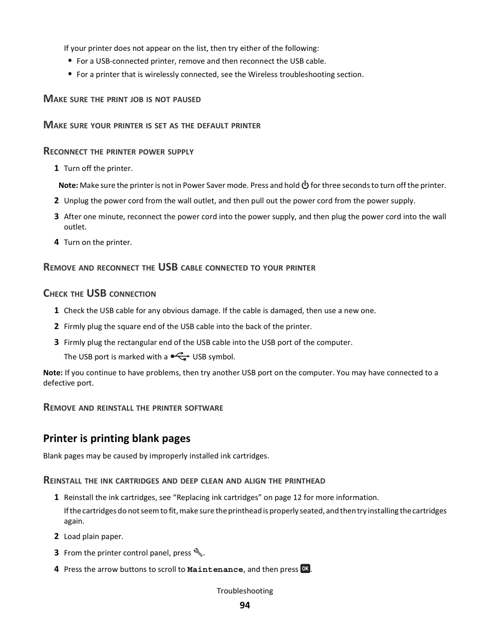 Printer is printing blank pages | Lexmark 101 User Manual | Page 94 / 144