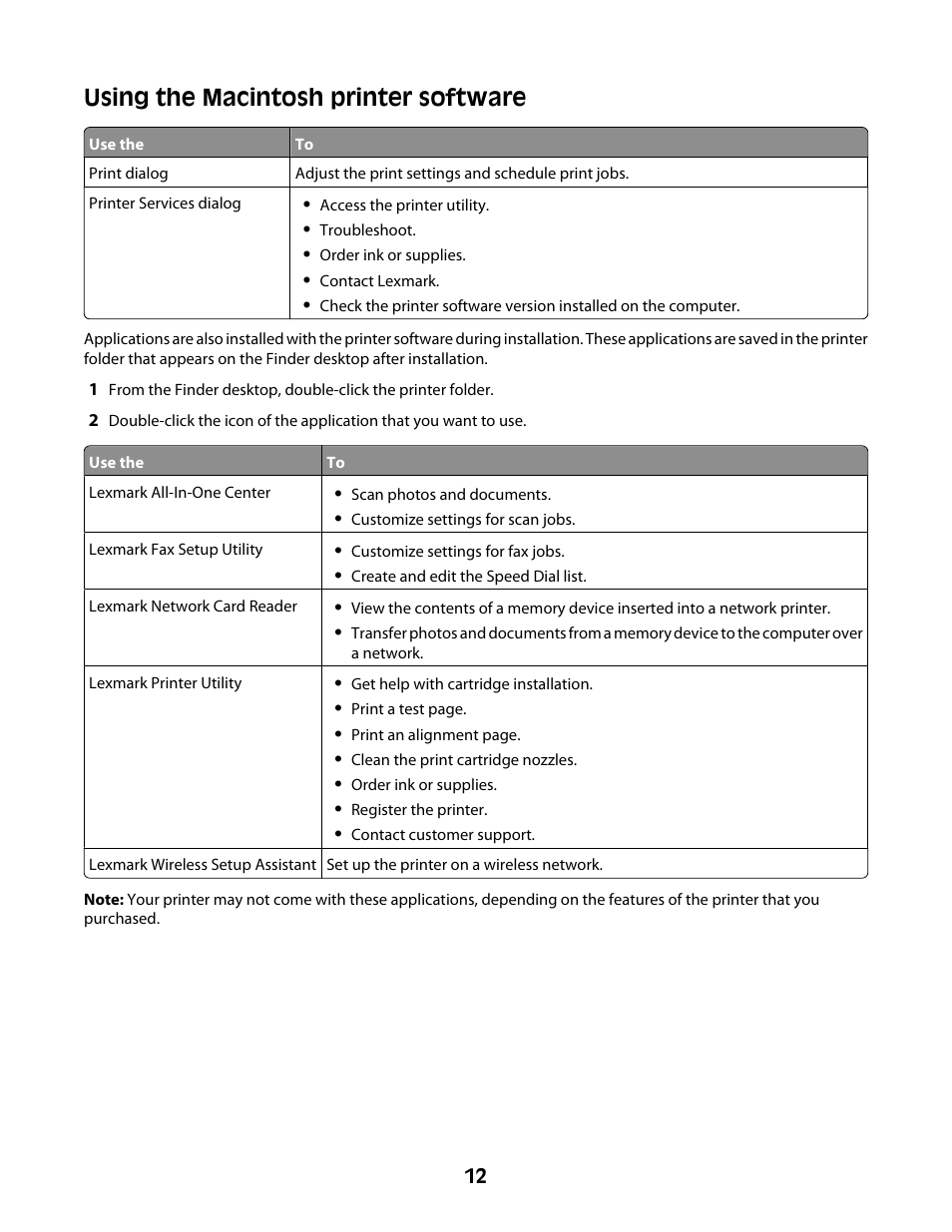 Using the macintosh printer software | Lexmark Z2300 User Manual | Page 12 / 54