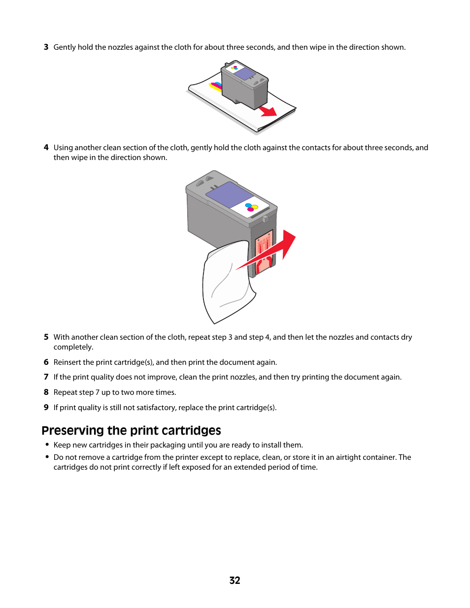 Preserving the print cartridges | Lexmark Z2300 User Manual | Page 32 / 54