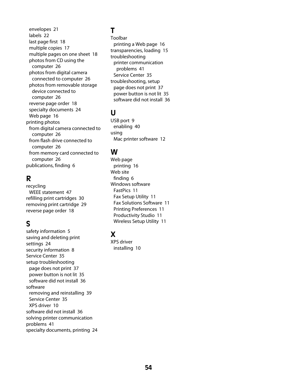 Lexmark Z2300 User Manual | Page 54 / 54