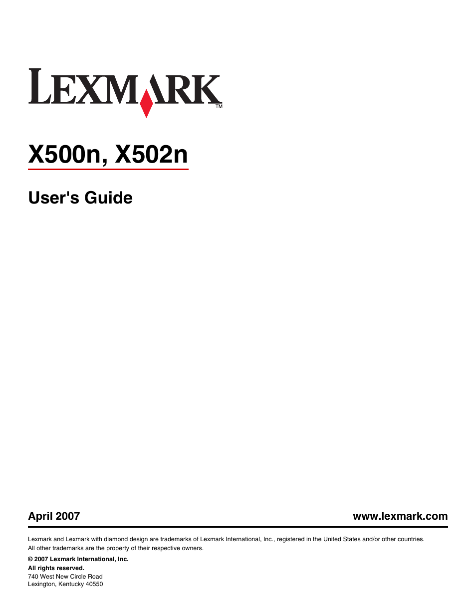 Lexmark X500N User Manual | 150 pages