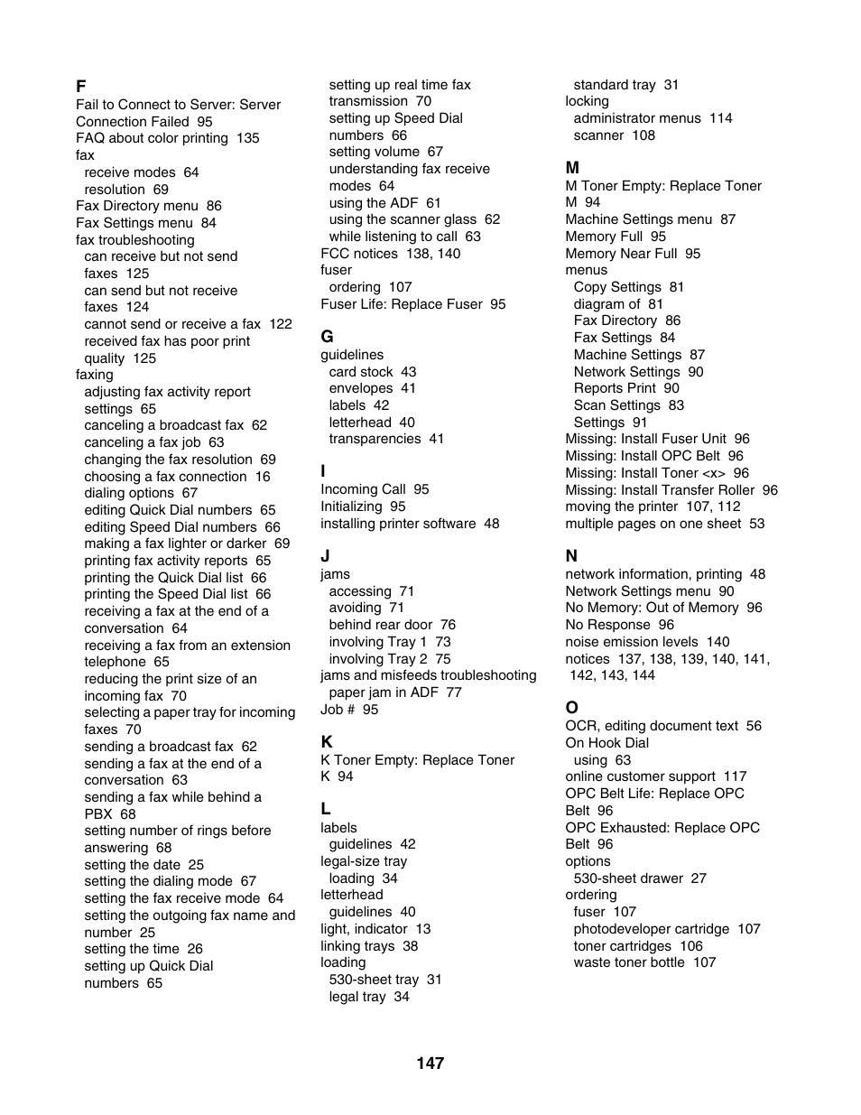 Lexmark X500N User Manual | Page 147 / 150