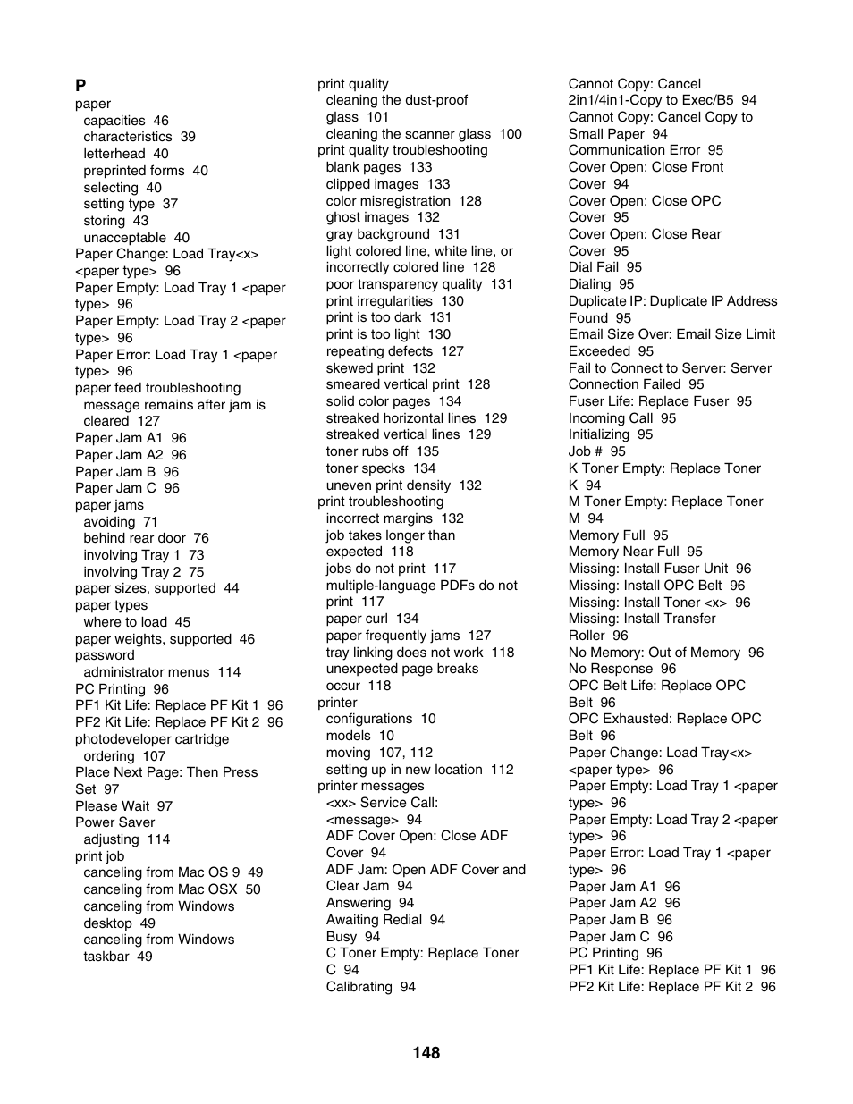 Lexmark X500N User Manual | Page 148 / 150