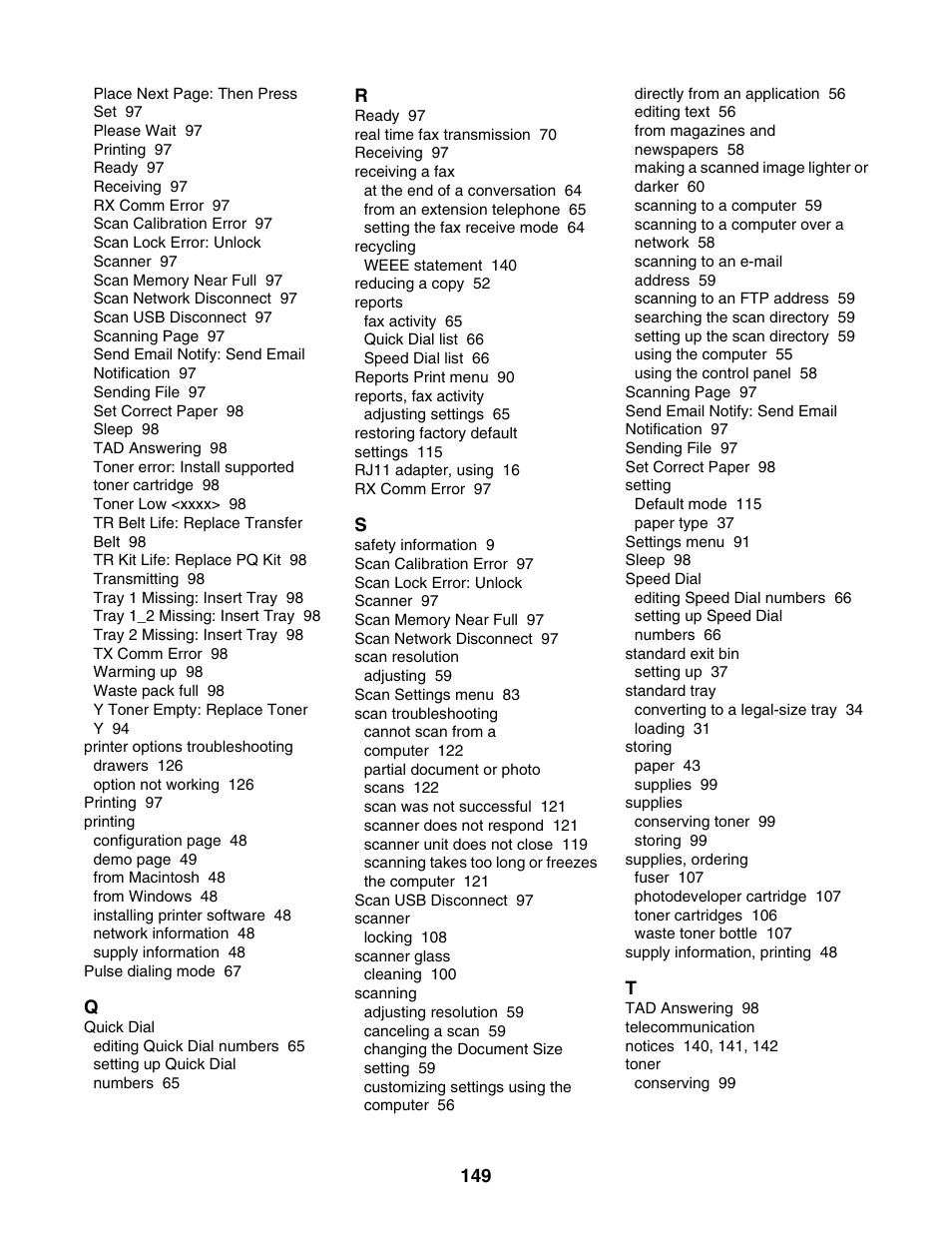Lexmark X500N User Manual | Page 149 / 150