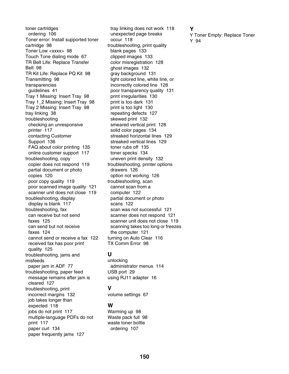 Lexmark X500N User Manual | Page 150 / 150