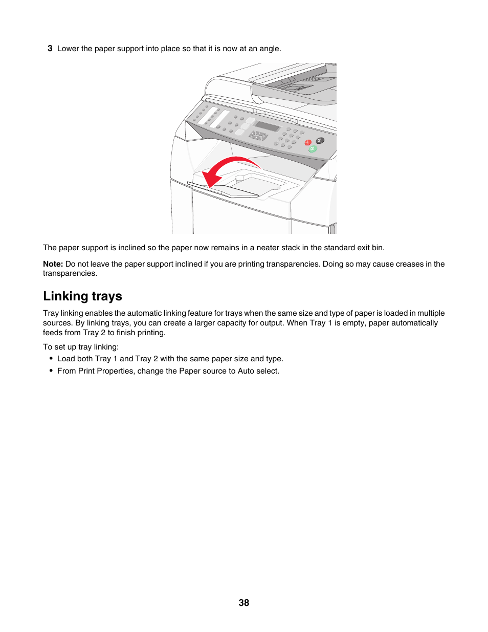 Linking trays | Lexmark X500N User Manual | Page 38 / 150