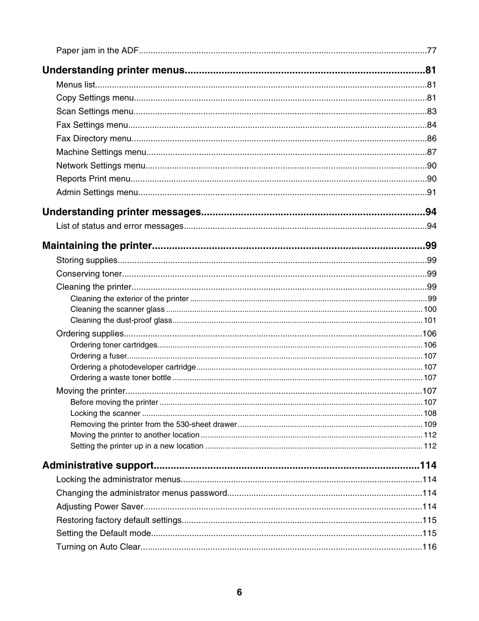 Lexmark X500N User Manual | Page 6 / 150