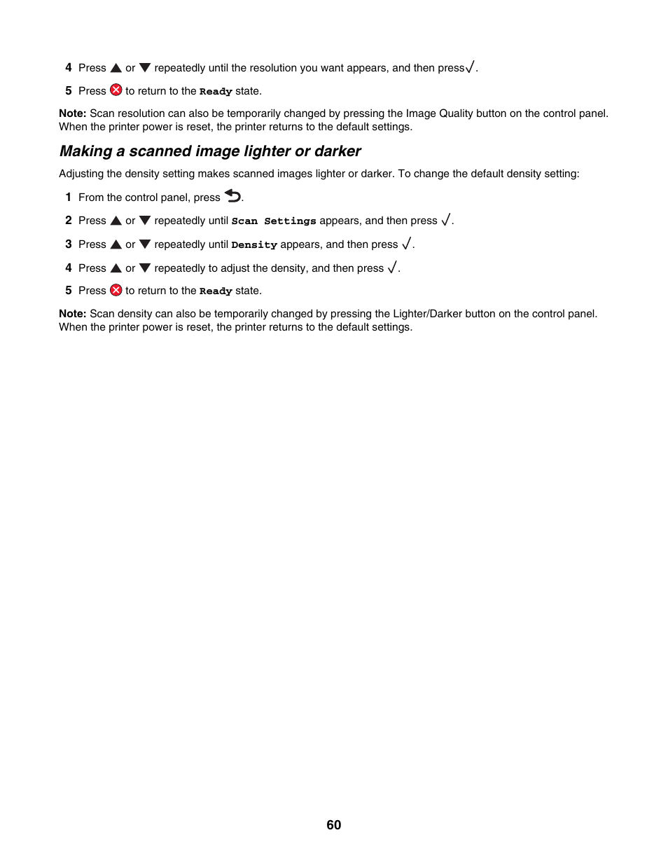 Making a scanned image lighter or darker | Lexmark X500N User Manual | Page 60 / 150