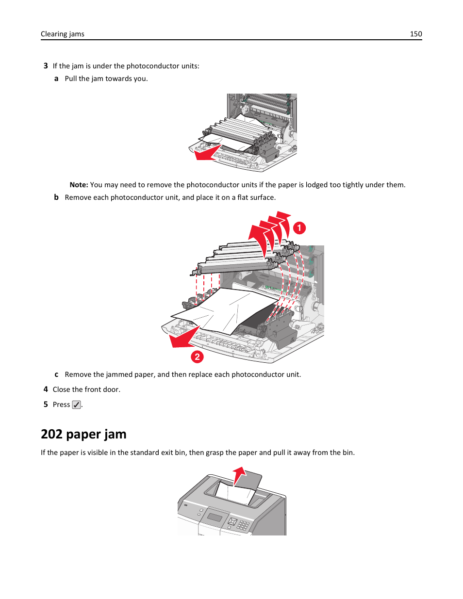 202 paper jam | Lexmark 410 User Manual | Page 150 / 213