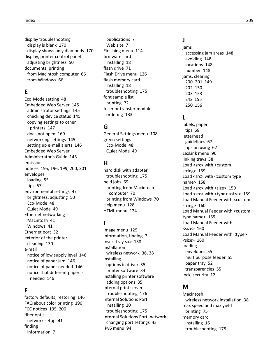 Lexmark 410 User Manual | Page 209 / 213