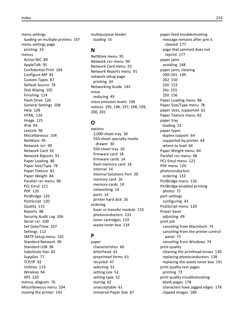 Lexmark 410 User Manual | Page 210 / 213