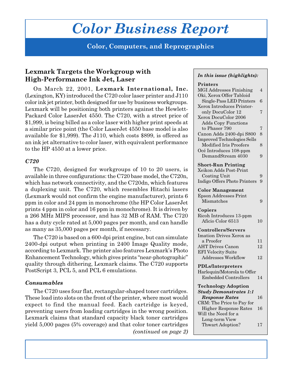 Lexmark C 720 User Manual | 18 pages