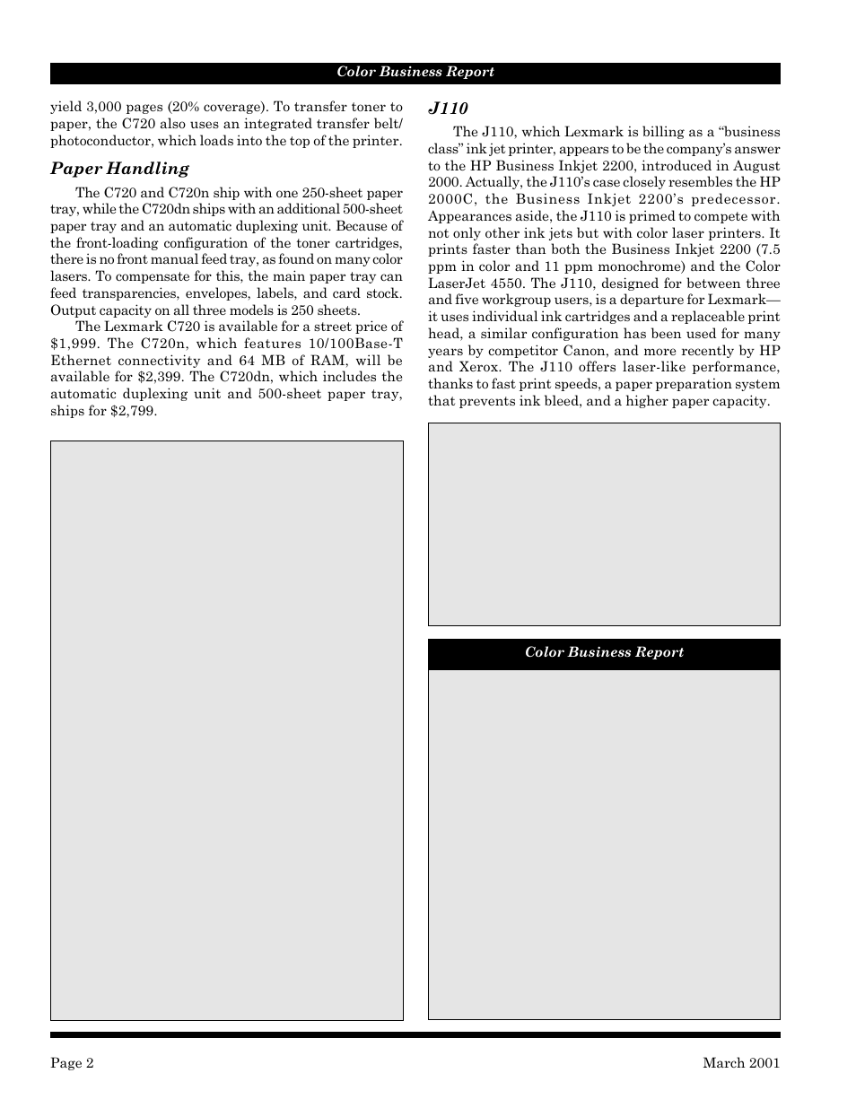 Paper handling, J110 | Lexmark C 720 User Manual | Page 2 / 18