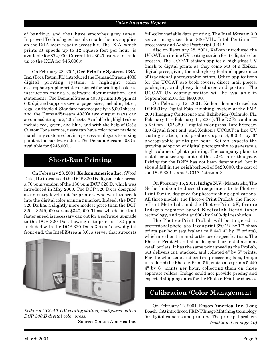 Short-run printing, Calibration /color management | Lexmark C 720 User Manual | Page 9 / 18