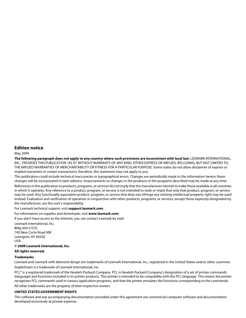 Edition notice | Lexmark X658 MFP User Manual | Page 2 / 104