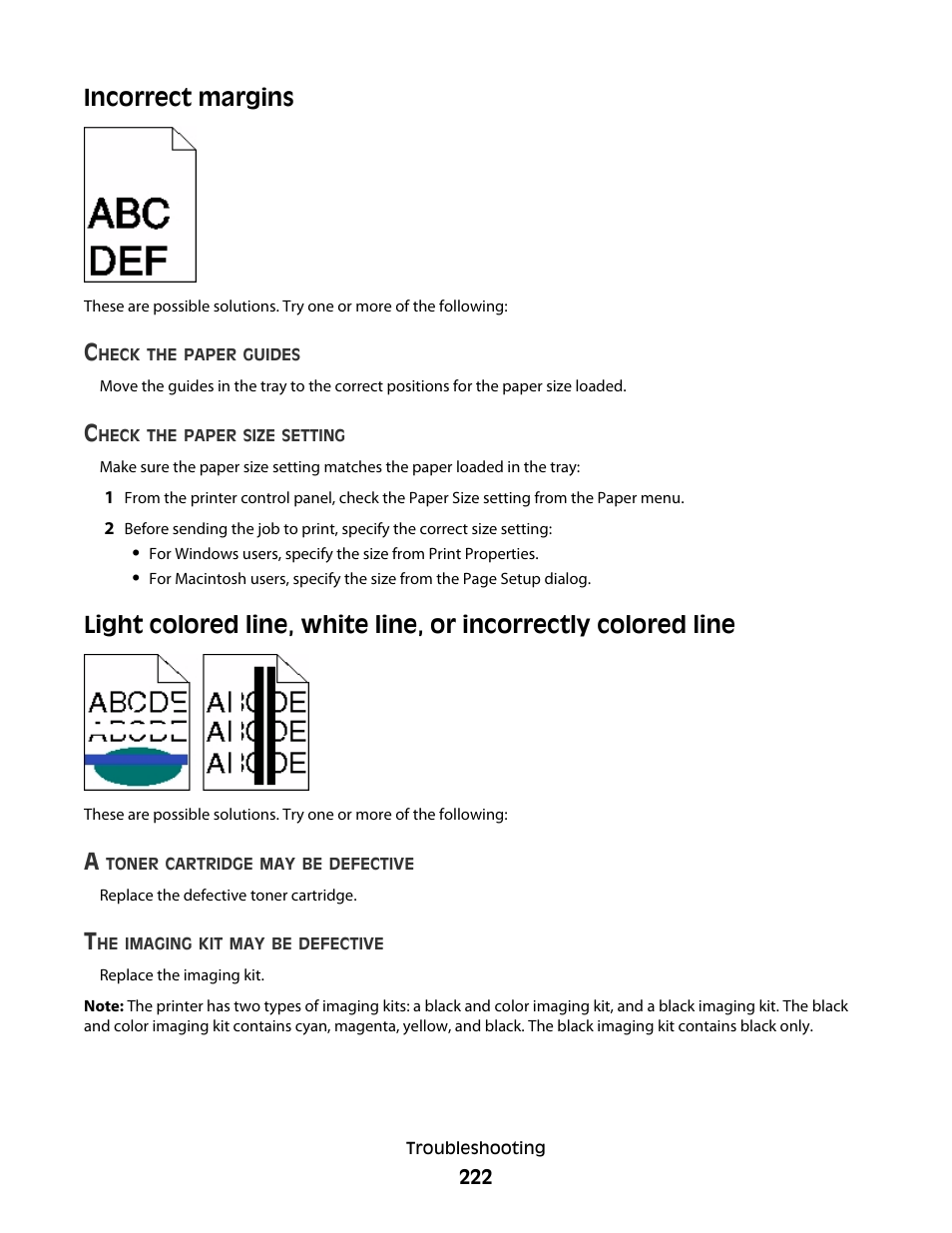 Incorrect margins | Lexmark 382 User Manual | Page 222 / 258