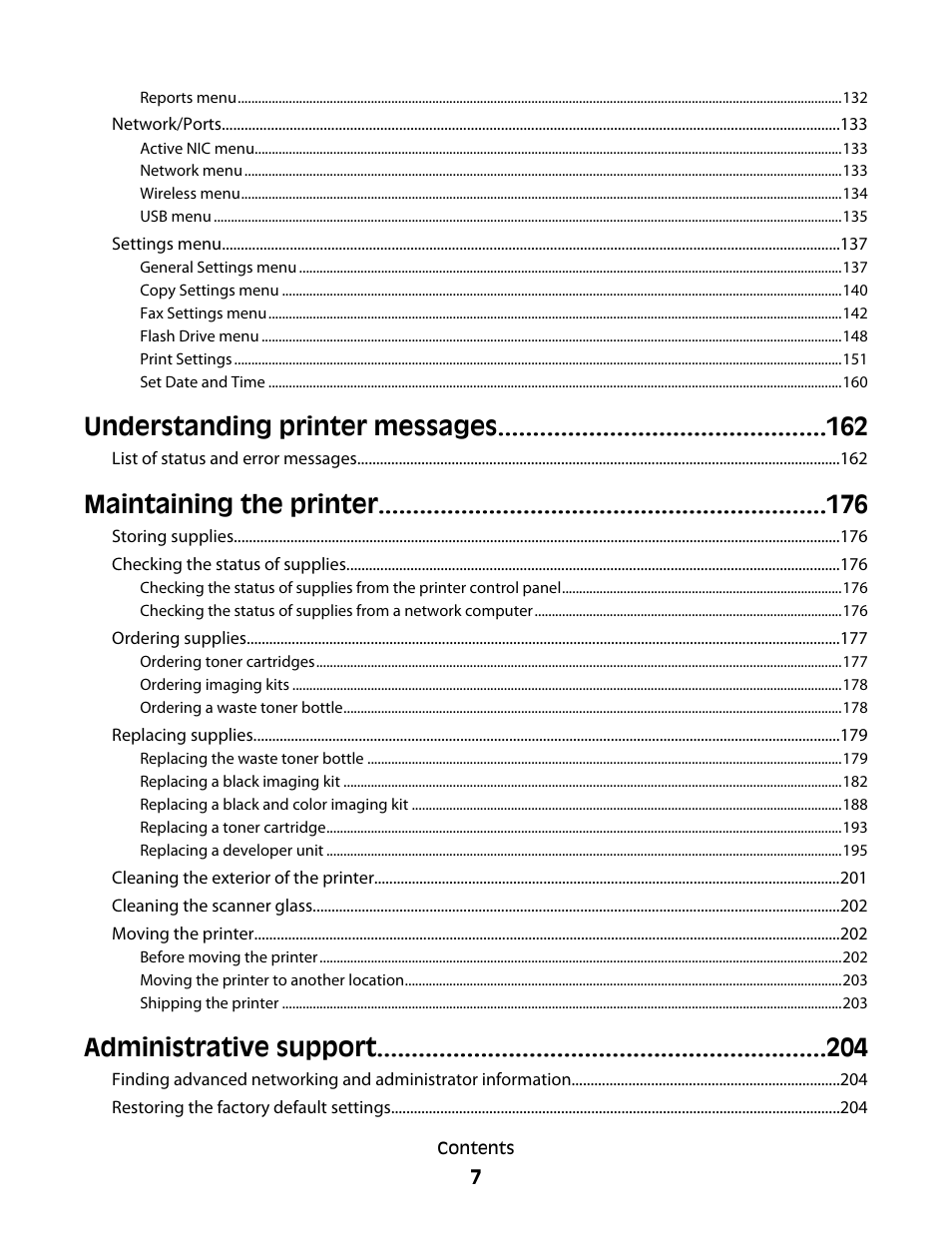 Understanding printer messages, Maintaining the printer, Administrative support | Lexmark 382 User Manual | Page 7 / 258