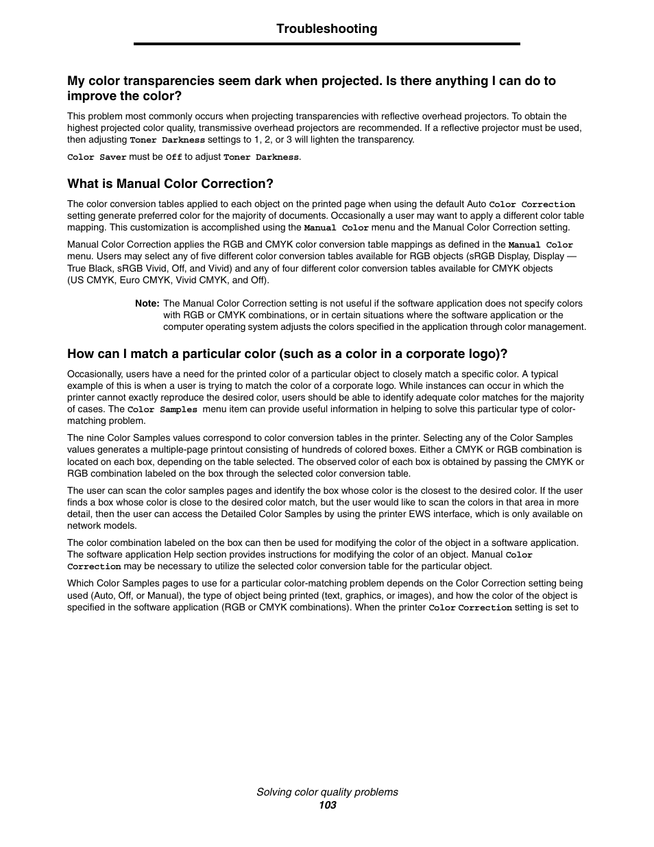 Lexmark C522 User Manual | Page 103 / 146