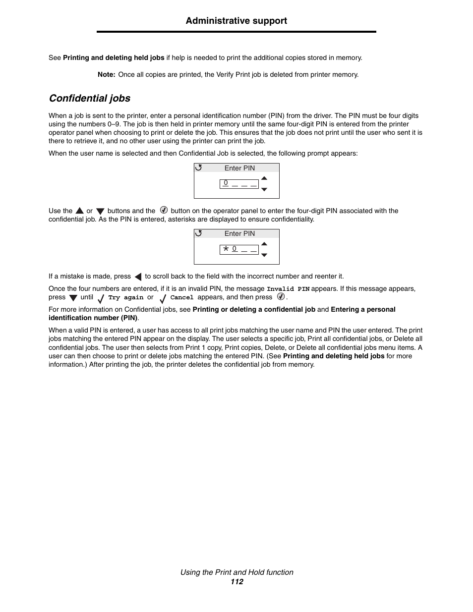 Confidential jobs | Lexmark C522 User Manual | Page 112 / 146