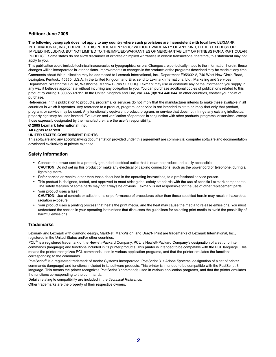Lexmark C522 User Manual | Page 2 / 146