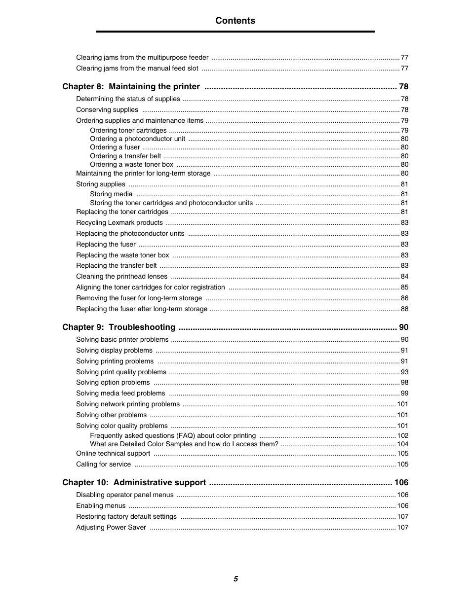Lexmark C522 User Manual | Page 5 / 146