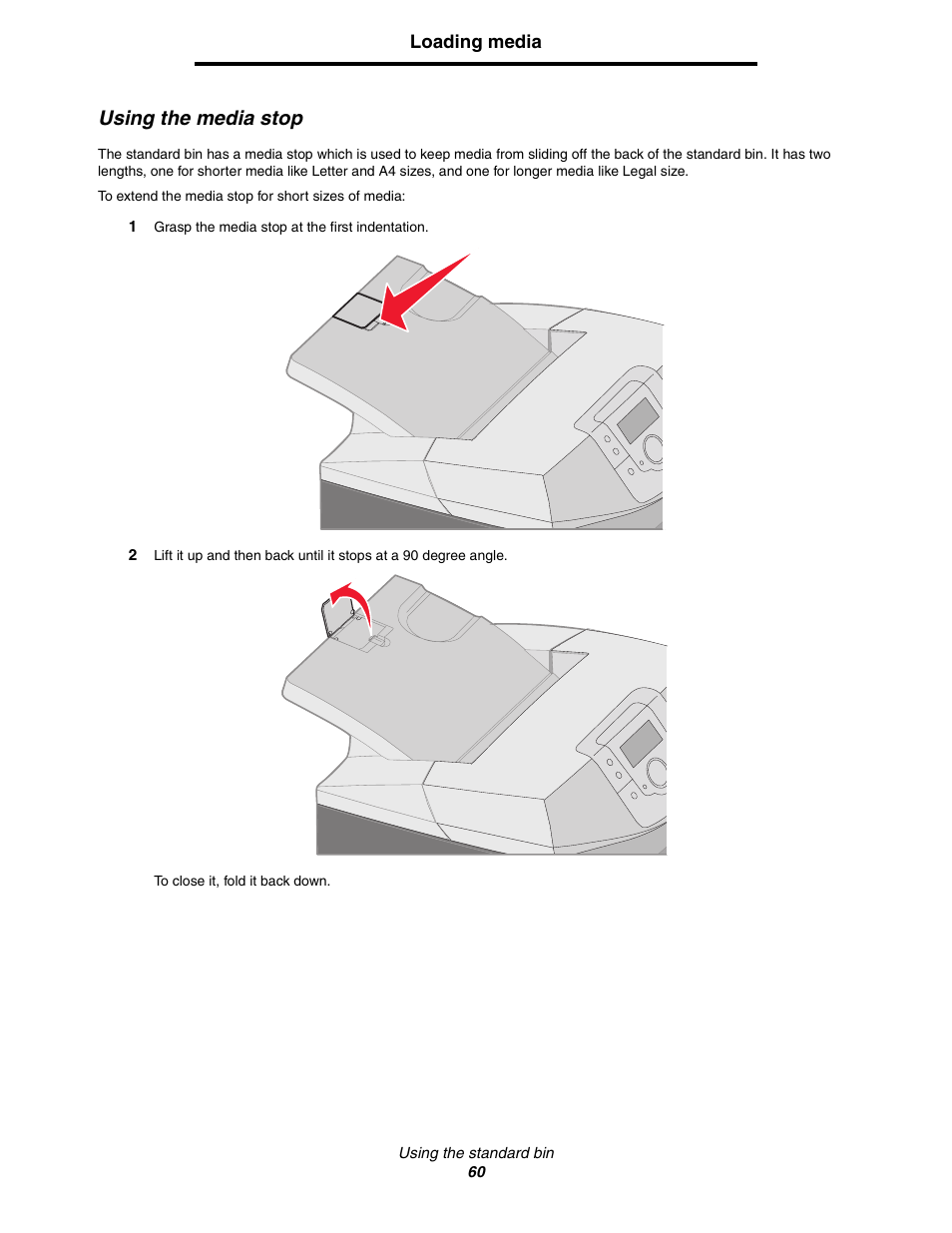 Using the media stop | Lexmark C522 User Manual | Page 60 / 146