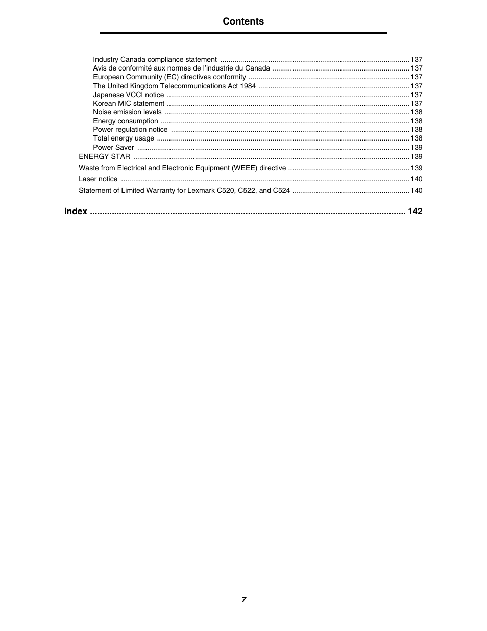 Lexmark C522 User Manual | Page 7 / 146